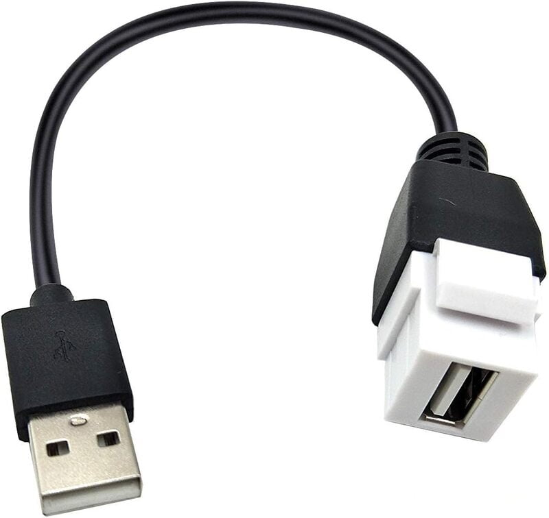 USB 2.0 Keystone Jack Cable, USB 2.0 A Male to Keystone Female USB 2.0 Keystone Jack Cable, USB 2.0 A Male to Keystone Female