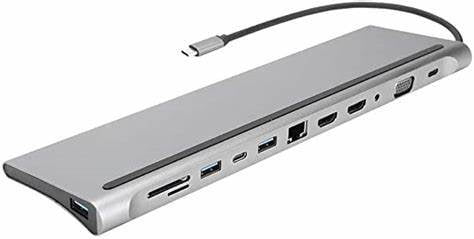 11 in 1 USB-C Multiport Docking Station for Apple Macbook Pro/Air & Type-C Compatible Devices Grey